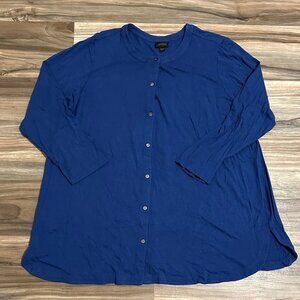 J. Jill Wearever Collection Blue Jersey 3/4 Sleeve Button Tunic Women’s Size 3X